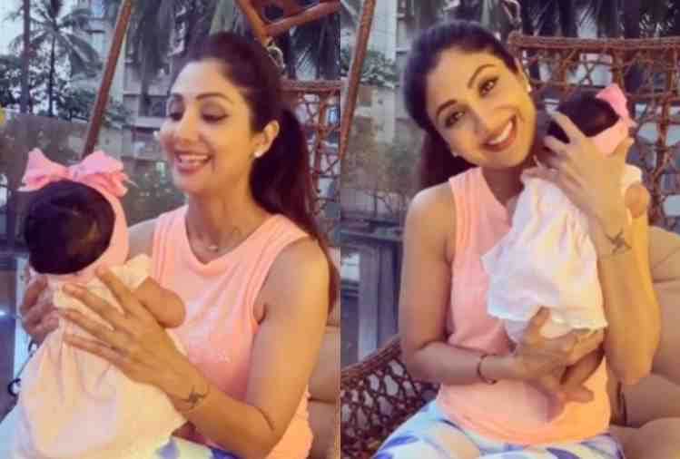 shilpa shetty first time share video with daughter samisha shetty