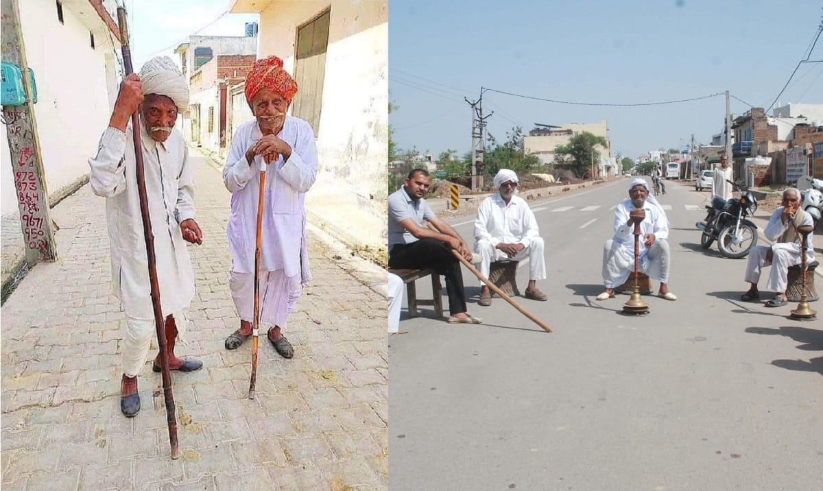 elderly people are guarding outside of their villages during lockdown