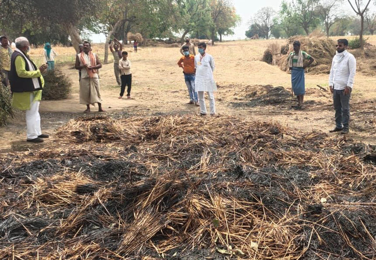 Household and crop burnt by fire