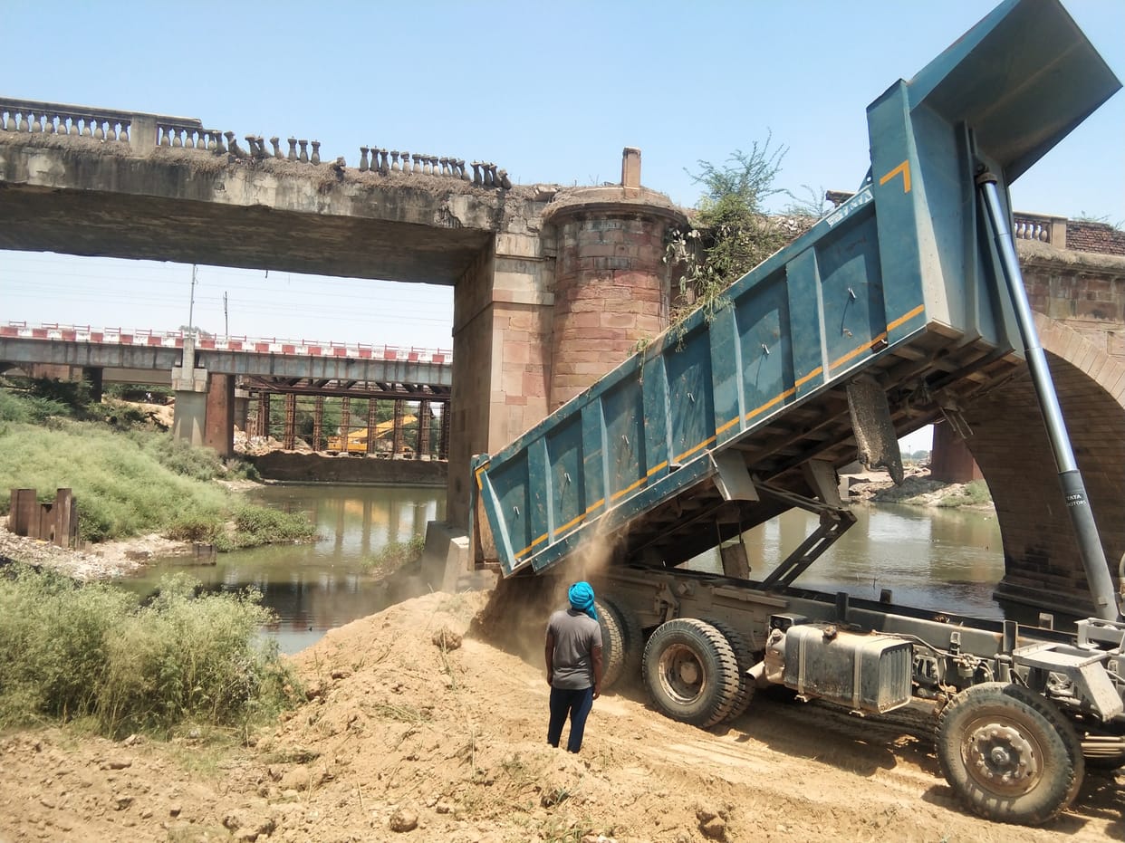 Repair of the bridge over the Karmnasha river built during the British time started