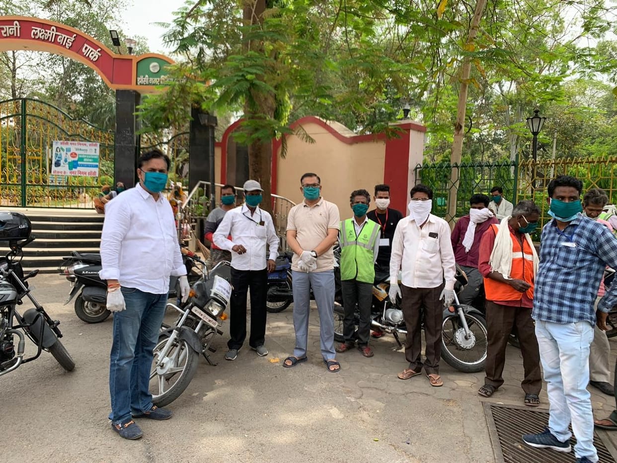 Mask and sainitize provided to safai karmchari