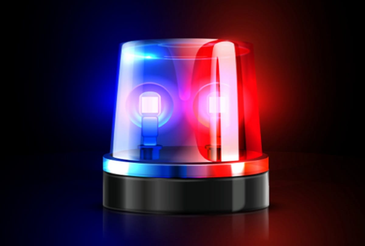 Police congratulate the couple on their wedding anniversary by playing siren