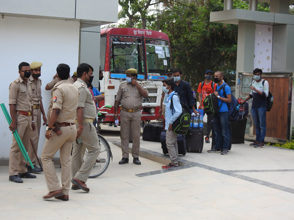 42 students from Kota from two buses