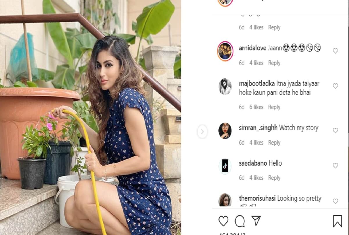 mouni roy share photo with doing gardening users trolled for makeup