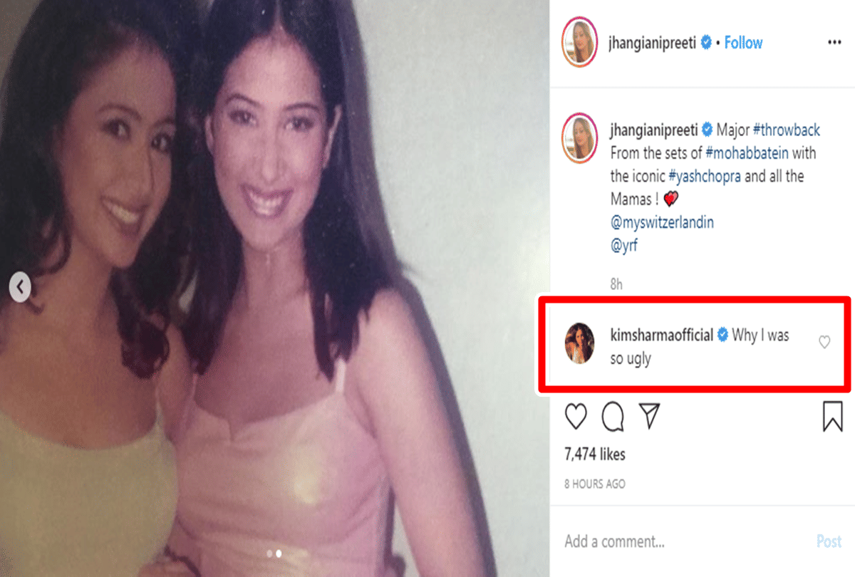 kim sharma reacts to preeti jhangianis Throwback Photo From The Sets of Mohabbatein