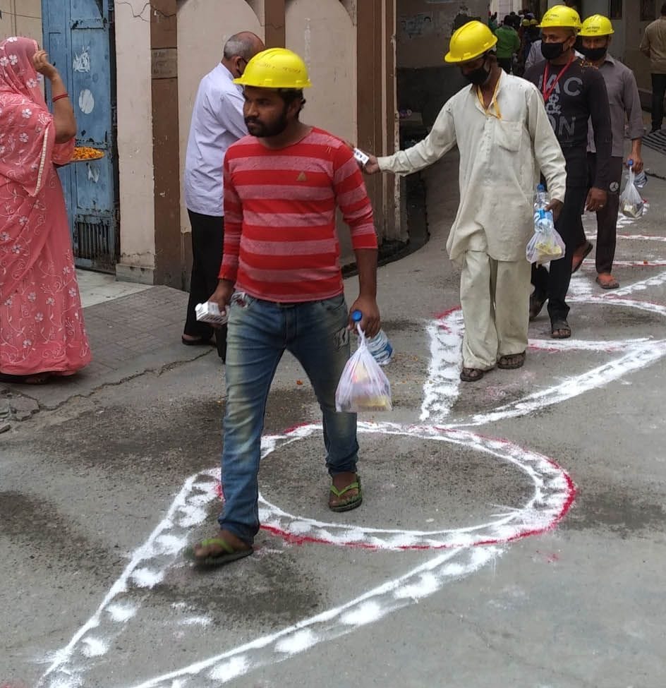 Respect for Corona warriors, rangoli made in street