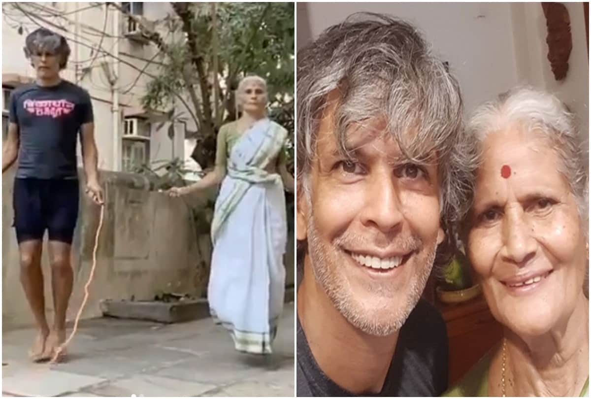 Milind Soman Mother Usha Soman Do Skipping With Son At The Age of 81 Years Video Viral