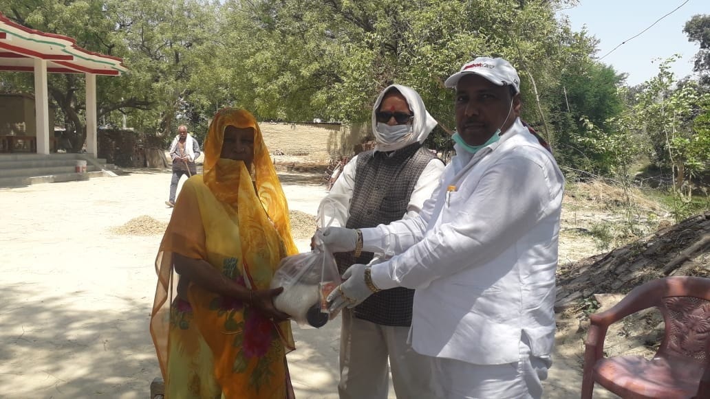 Social workers reaching the homes of the needy with relief material