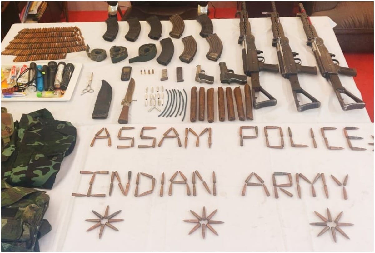 Assam Police and Indian Army have apprehended 5 ULFA I cadre and recovered huge cache of arms ammunition