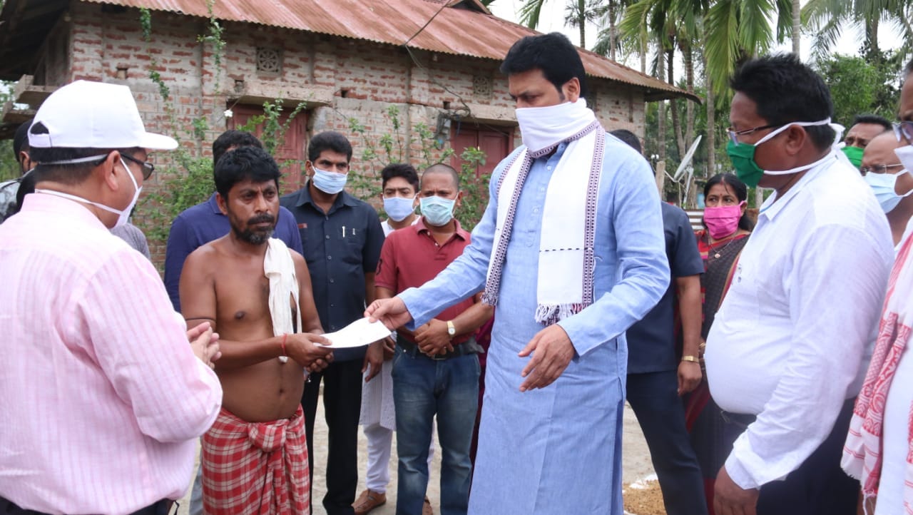 Chief Minister Biplab Kumar Deb Visited storm affected areas under Baidyar Dighi, Sepahijala District
