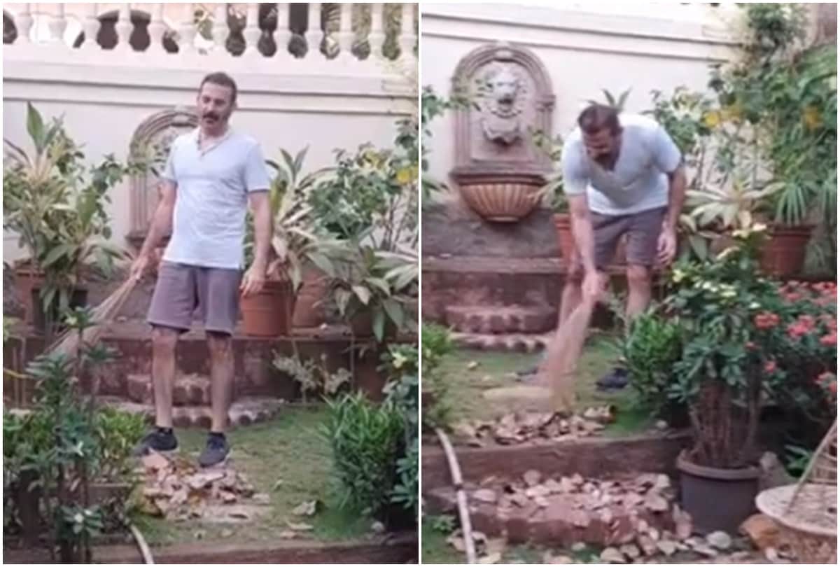Archana Puran Singh Husband Parmeet Sethi Sweeping at The Garden During Lockdown Video Goes Viral