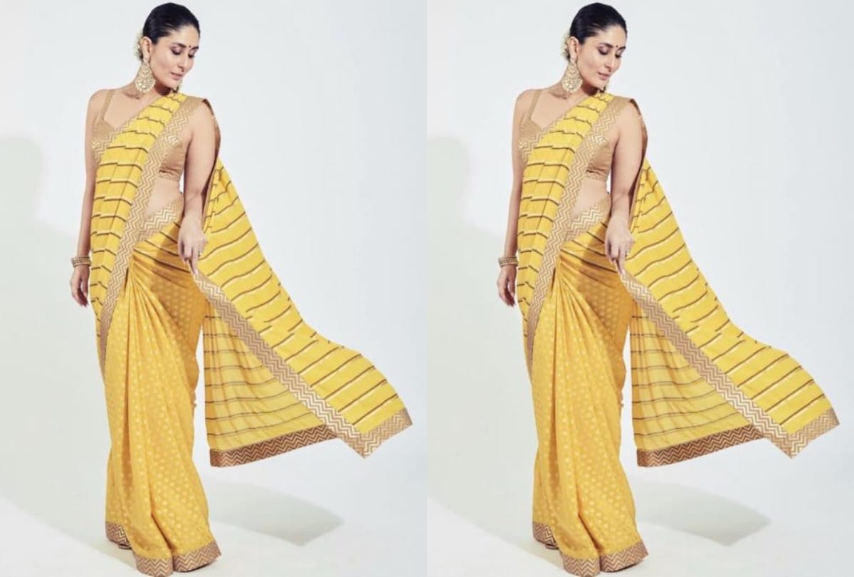 kareena kapoor yellow saree price which she wore in cousin wedding ceremony