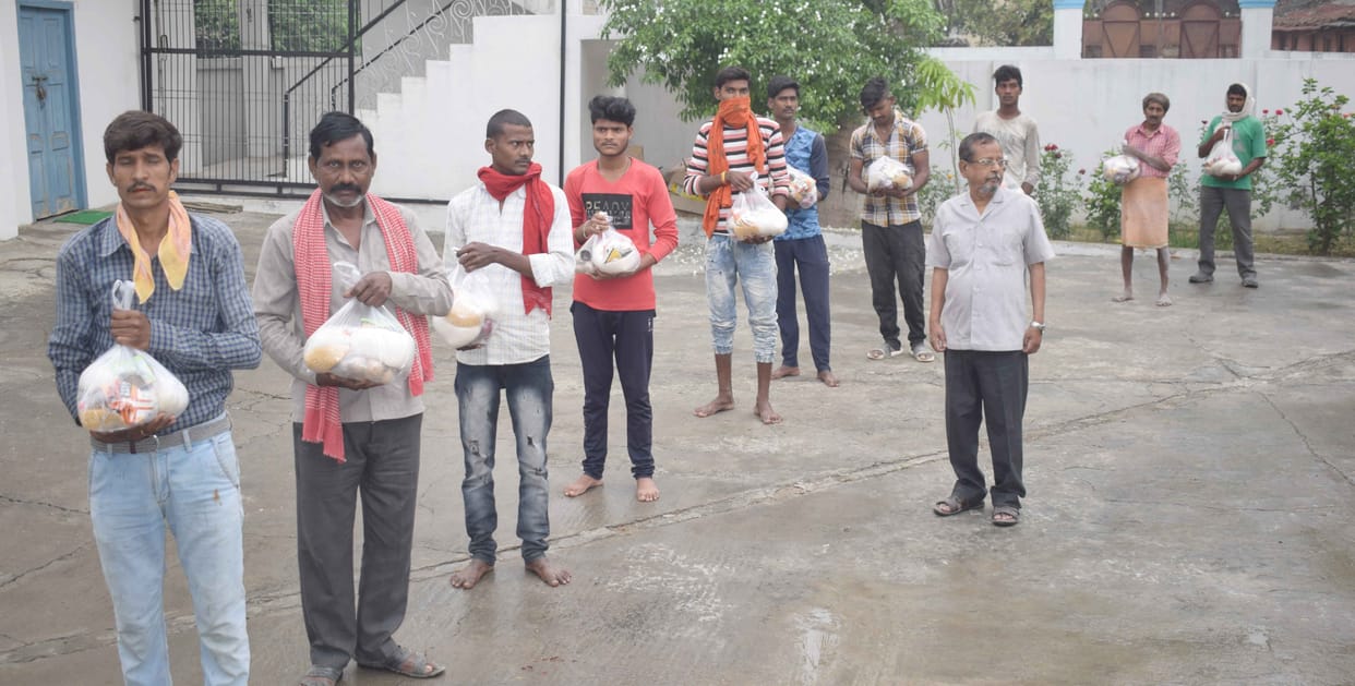Somebody distributed food, some one distributed ration