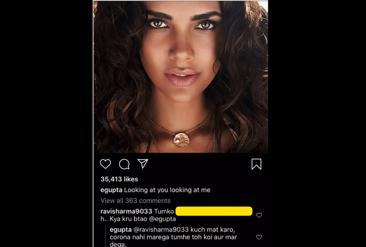 Esha Gupta gives a befitting repley to a troll who posted a vulgar comment