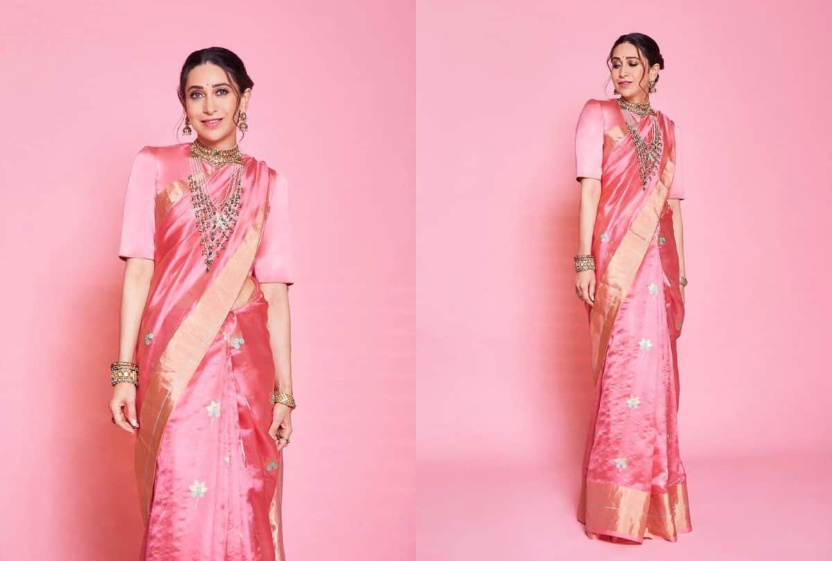 every occasion karisma kapoor wear silk outfit very elegantly from silk saree to silk pants