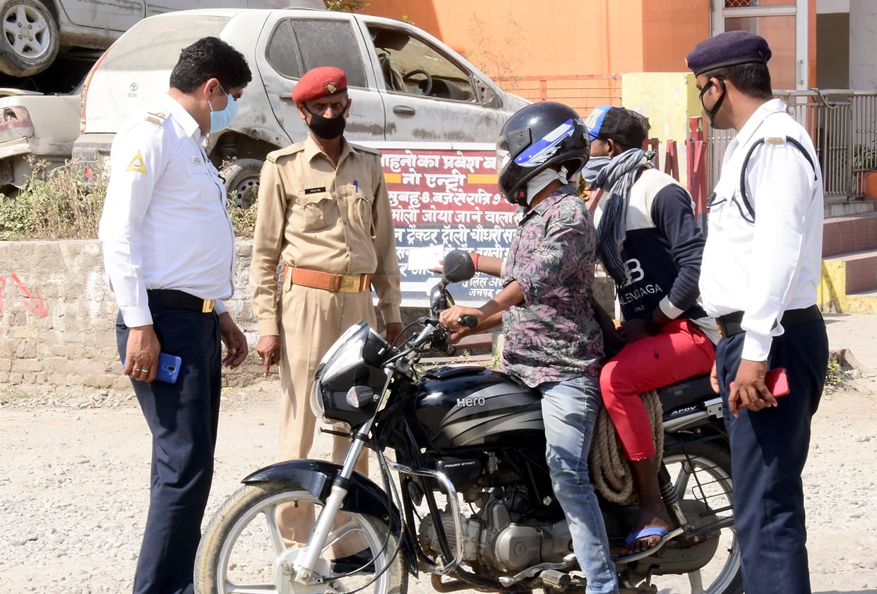 action of traffic police in sambhal