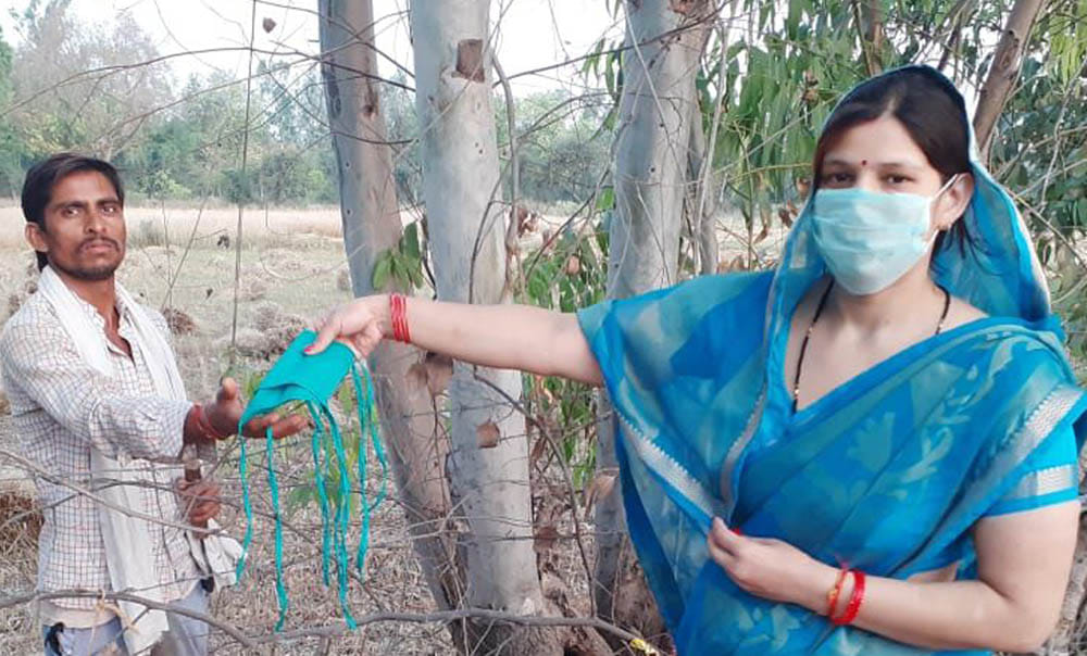 Farmers distributed masks in farm barns