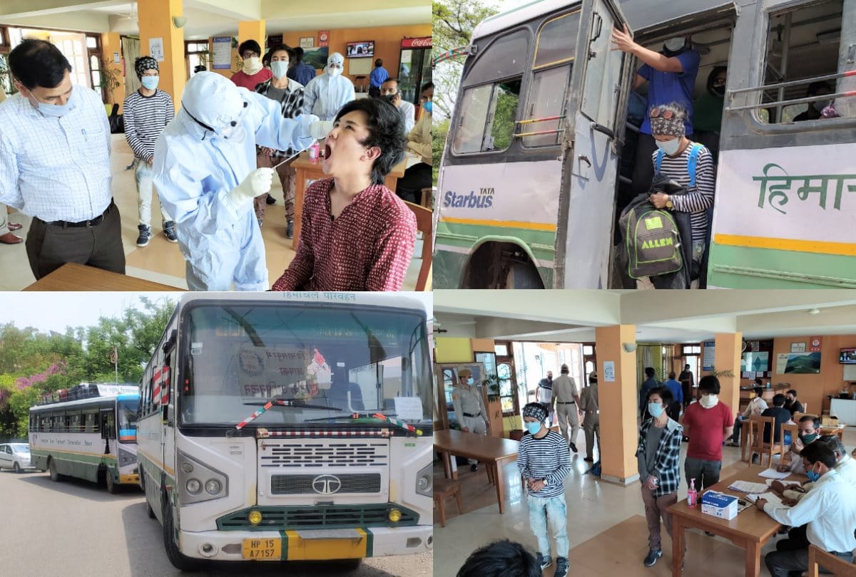 128 students from kota and 70 students from chandigarh reached himachal in HRTC buses