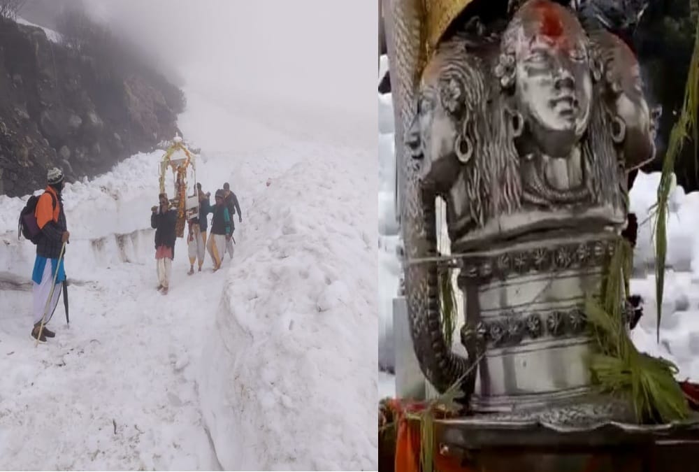 Char dham yatra 2020: Kedarnath Doli reached Dham during snowfall, Amazing Visuals