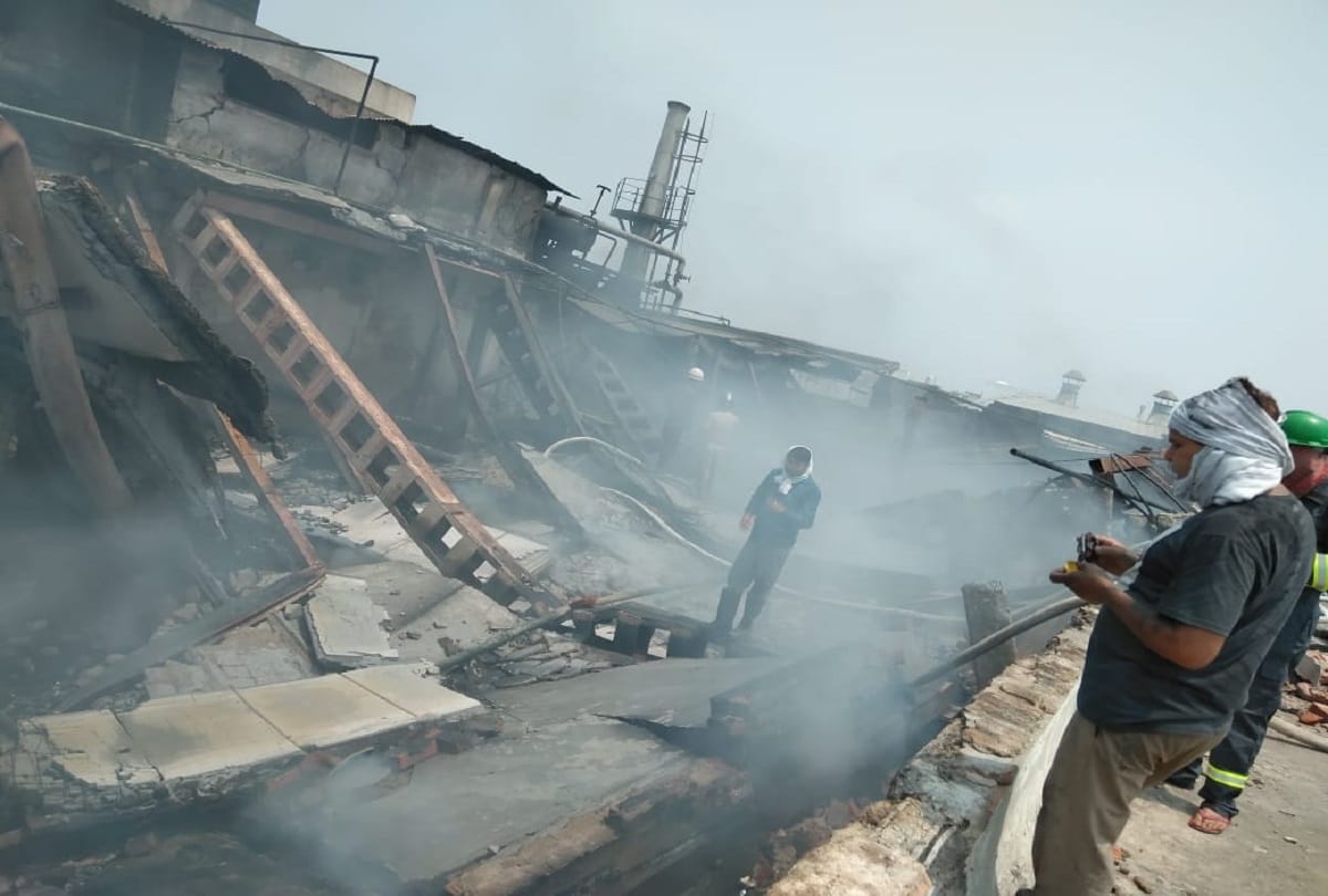 greater noida company that make tape catches fire lakhs of machines burnt