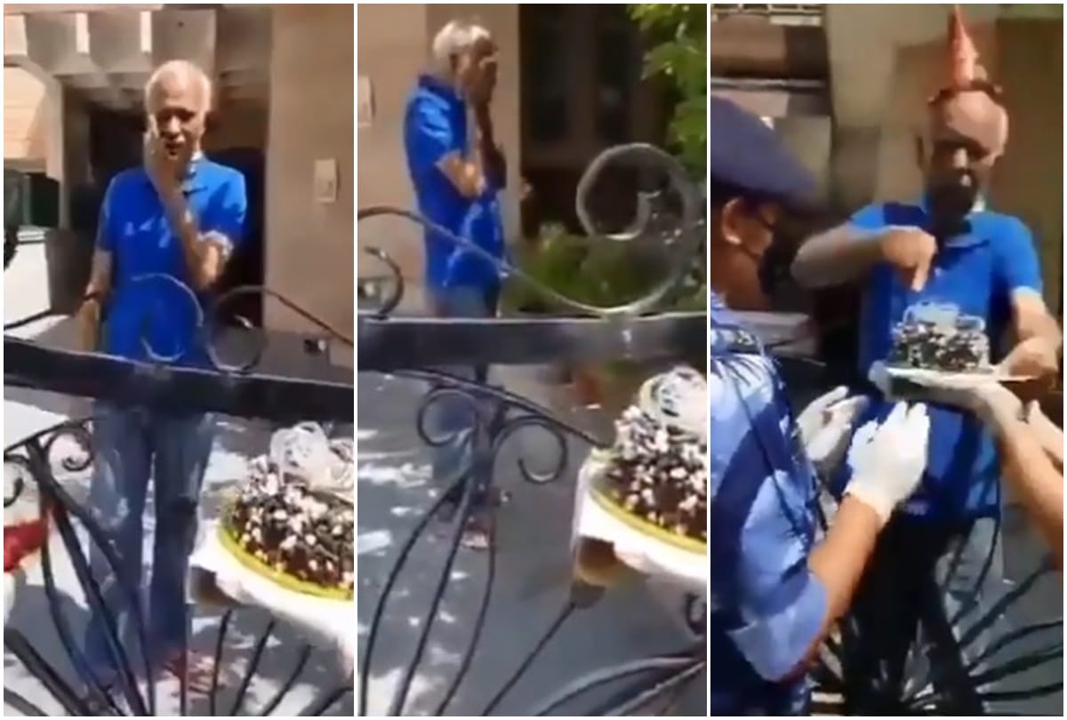 Senior Citizen Karan Puri gets emotional after getting birthday surprise by panchkula police at his residence