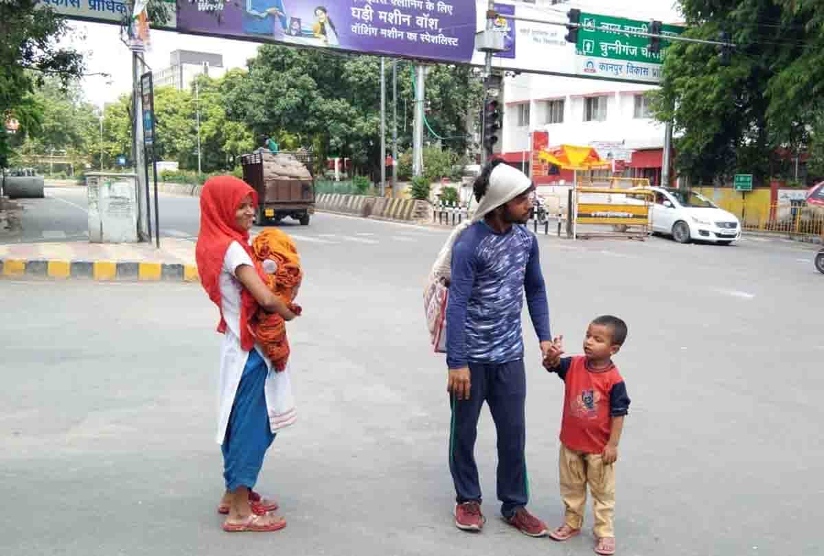 lockdown in kanpur : Daily laborers walking hundreds of kilometers in lockdown