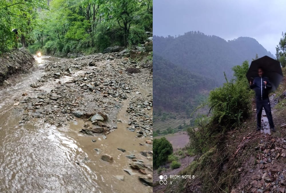 Uttarakhand weather: Extreme Rainfall destroyed crops in uttarkashi, debris and boulders on road