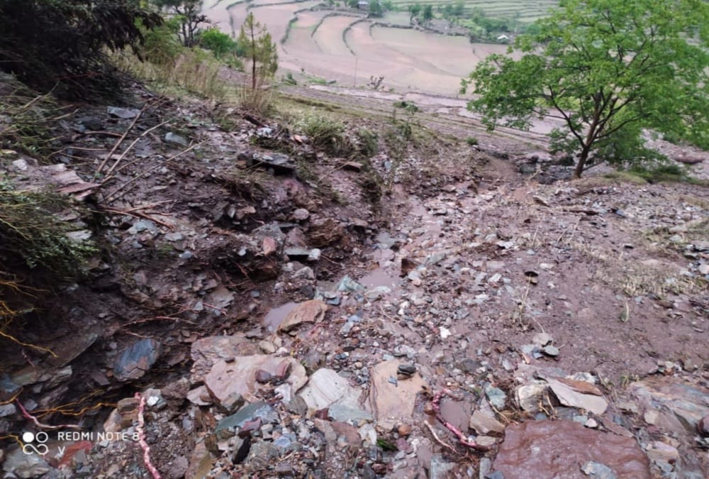Uttarakhand weather: Extreme Rainfall destroyed crops in uttarkashi, debris and boulders on road