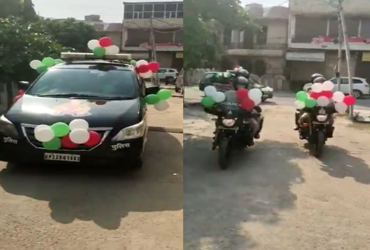 Mathura Police Celebrate One Year Old Baby First Birthday Cut Cake