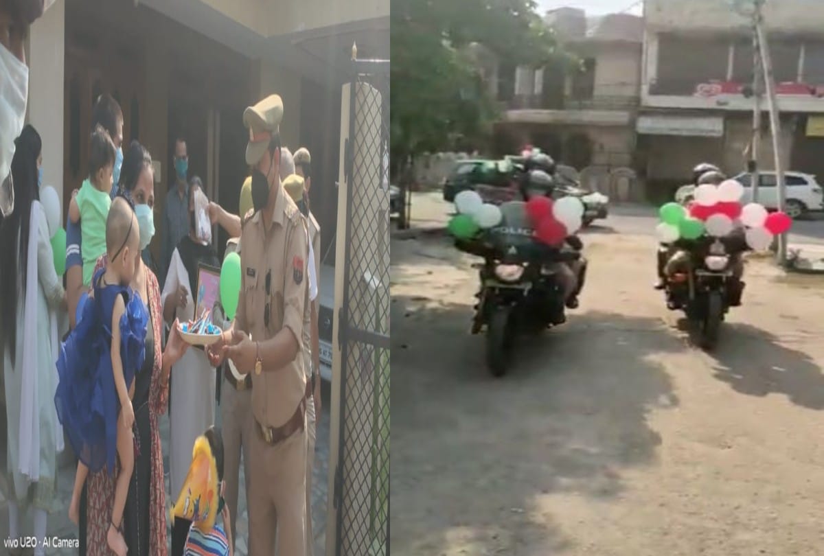 Mathura Police Celebrate One Year Old Baby First Birthday Cut Cake