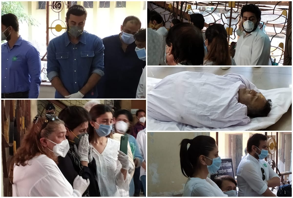 Rishi Kapoor Last Rites photos at Mumbai Chandanwadi Crematorium Neetu Singh Ranbir alia kareena saif