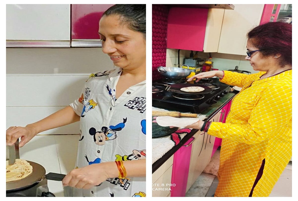 Amid pandemic crisis 50 society women in noida make rotis for needy people