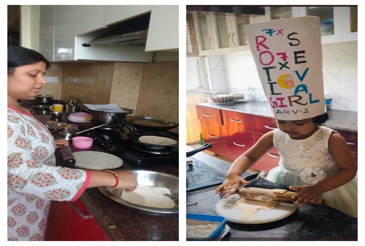 Amid pandemic crisis 50 society women in noida make rotis for needy people