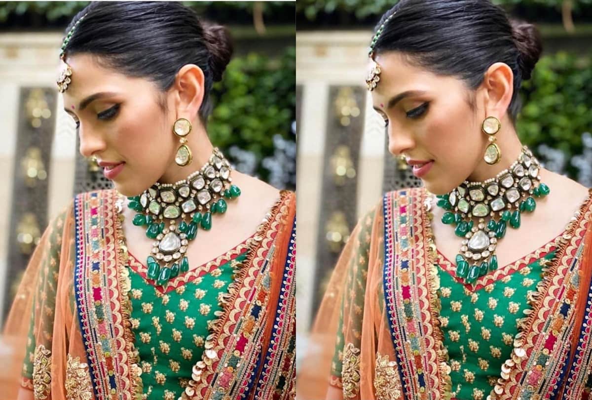 shloka mehta bridal lehenga rare pictures coral green in wedding function akash ambani