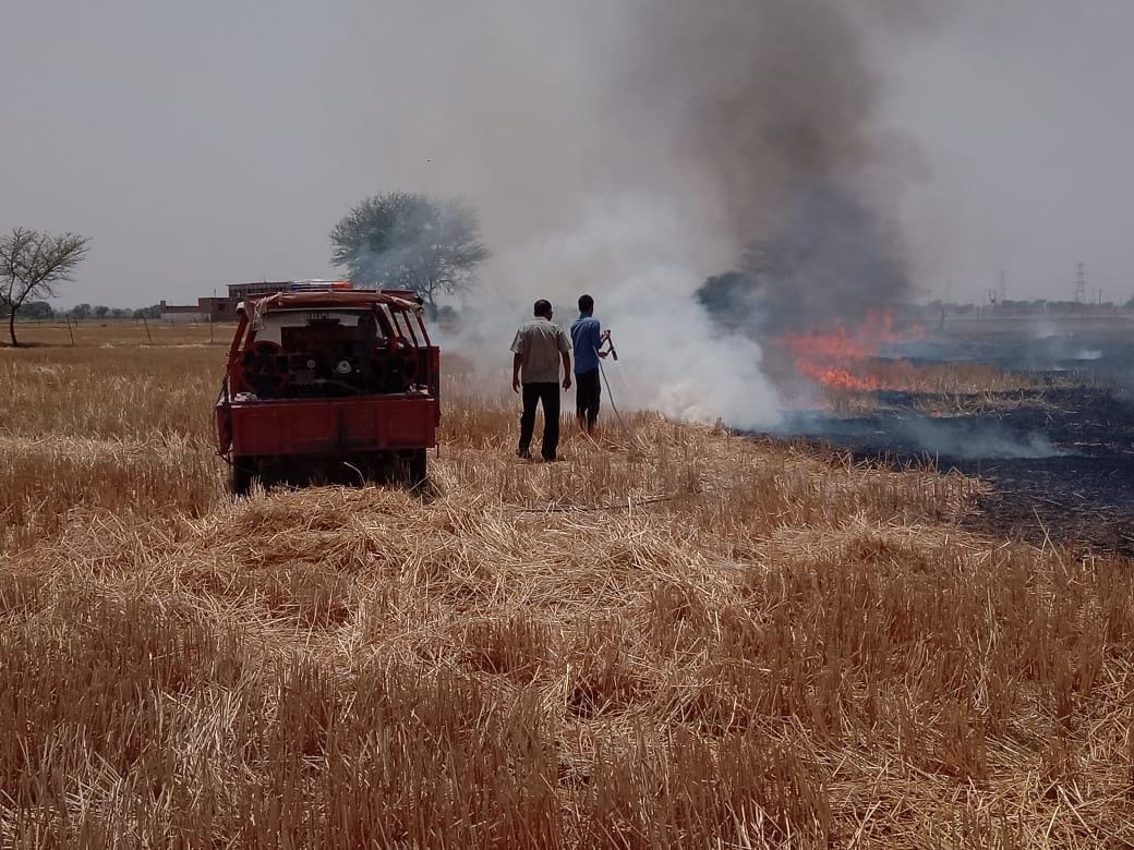 HT line sparks fire