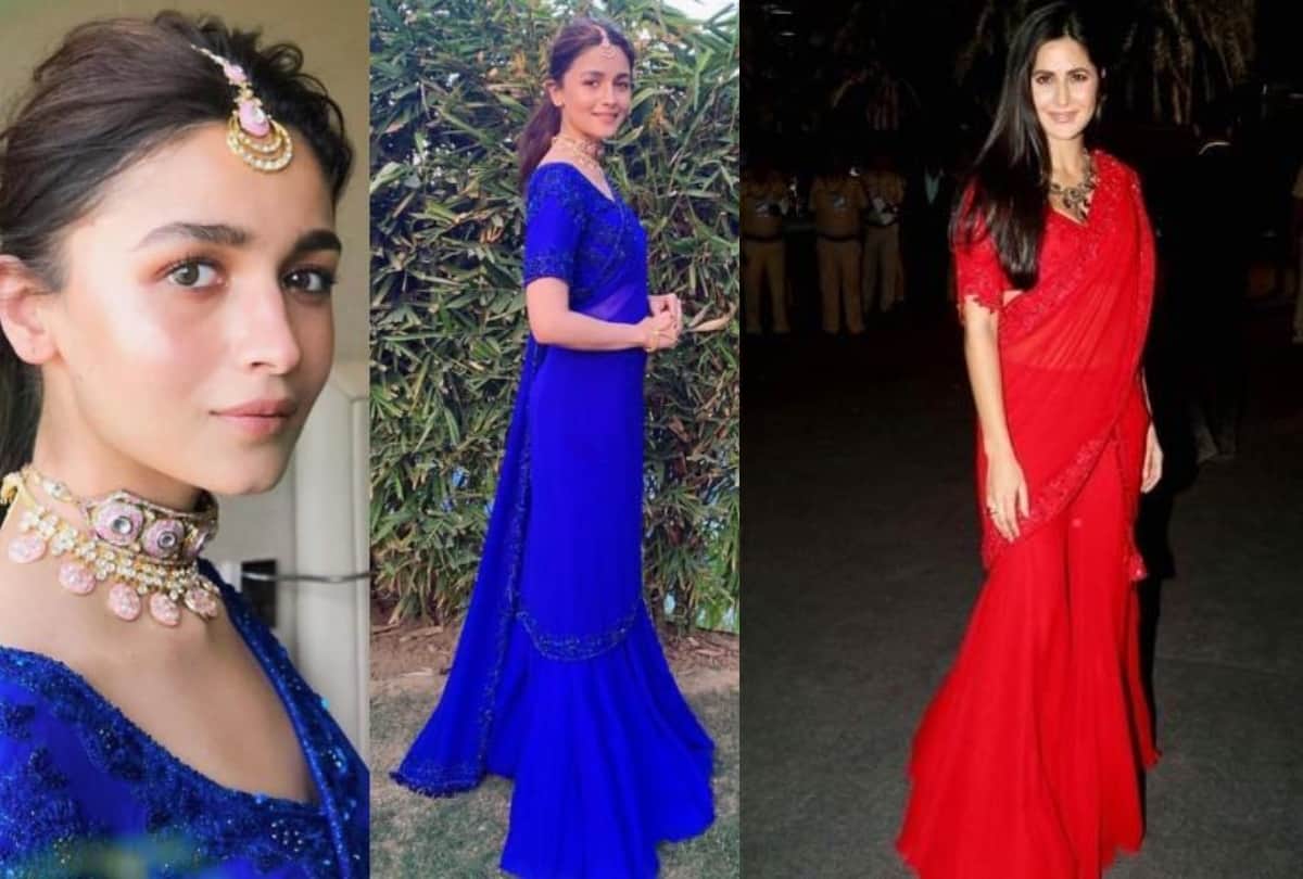 katrina kaif and alia bhatt wore same manish malhotra palazzo saree see picture