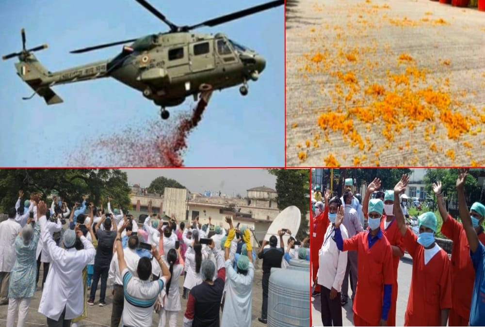 Coronavirus in Uttarakhand: Indian Army helicopter sprinkle Flowers on corona warriors, Amazing Visuals