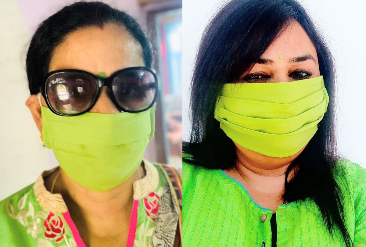 women making masks matching with dress in joginder in mandi in himachal pradesh