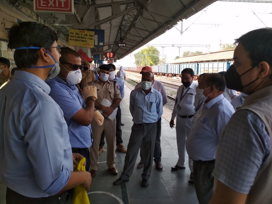 Railway officials inspected the station, built circles