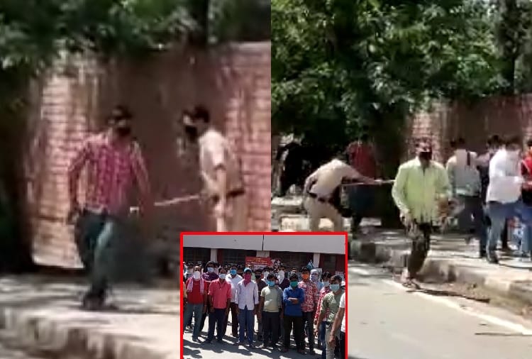 Lathi Charge on the migrant laborers in Jind of Haryana