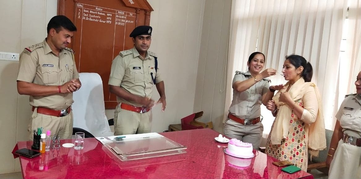 Woman soldier cut cake on birthday, station in-charge fed