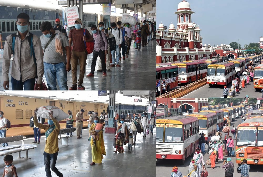 2217 labourers reached lucknow from nagpur and baroda by trains