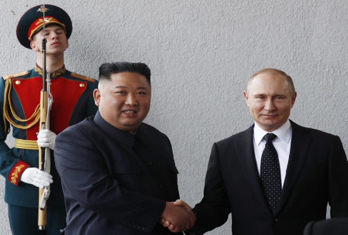 Russian President Vladimir Putin awarded Kim Jong Un with a WWII memorial medal