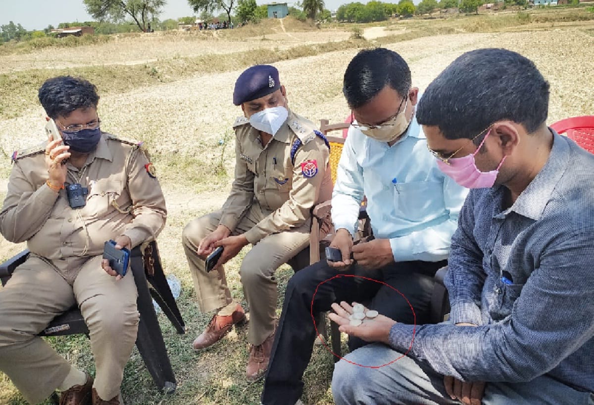 Seven silver coins found in the field during digging in mirzapur