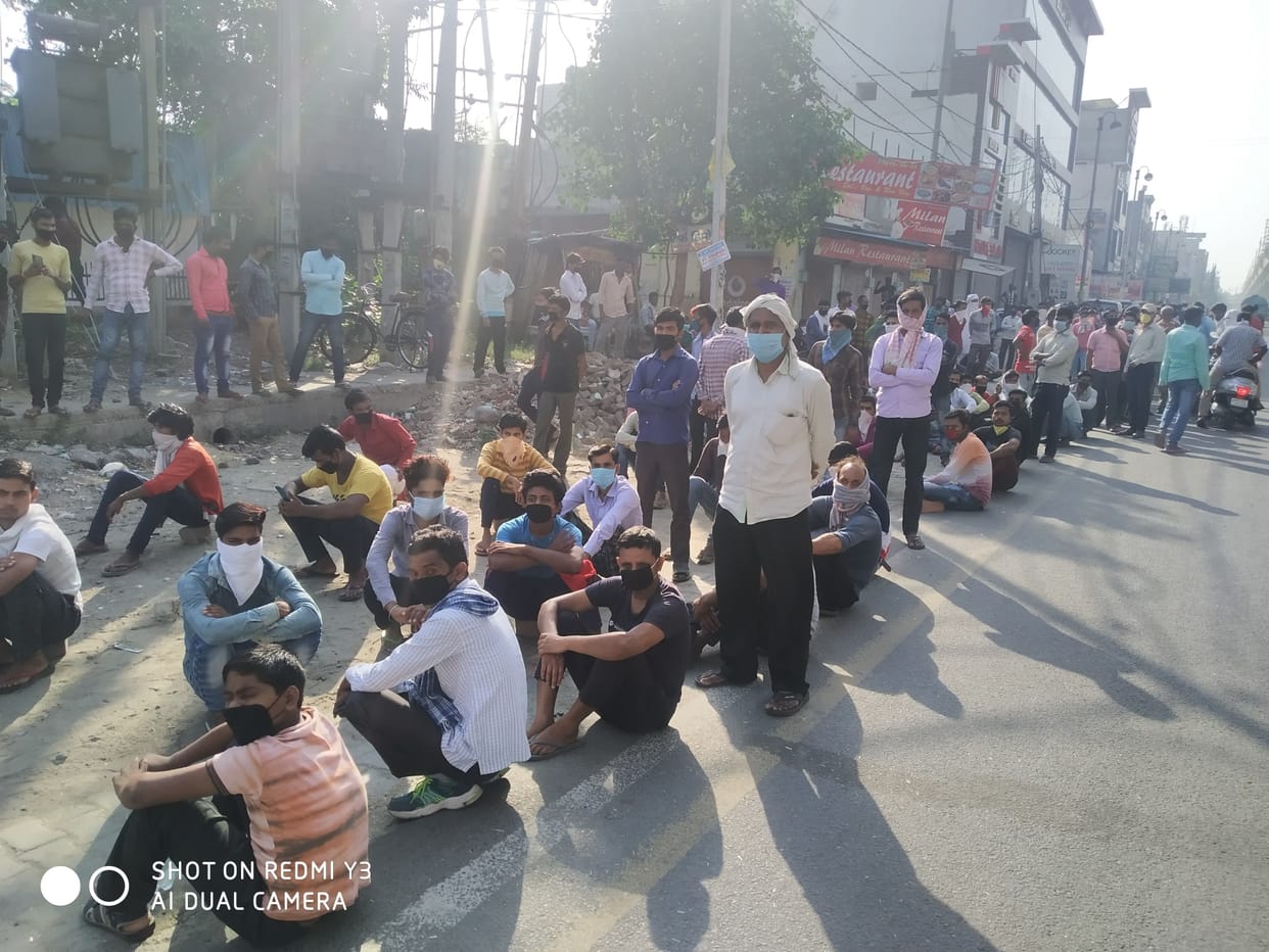 Crowd of migrant workers coming to civil hospital for health check-up