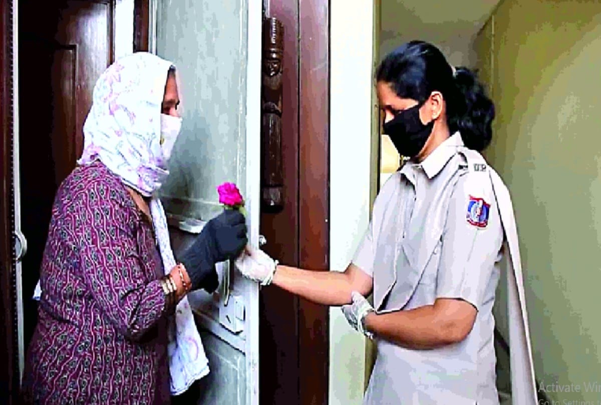 son was busy in treatment so police celebrated his old mother birthday