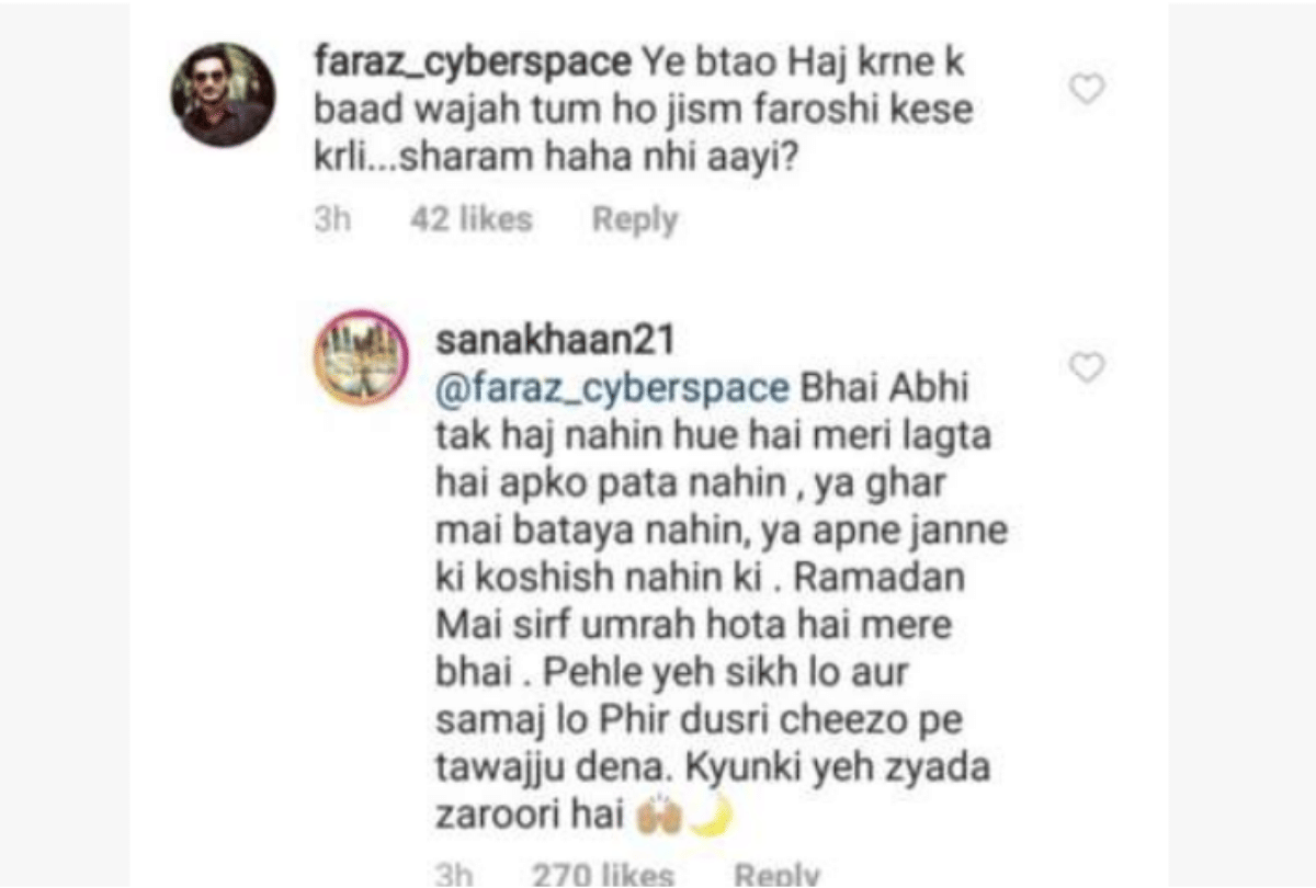 Sana Khan reply when a trolled was trying to troll her in Ramadan