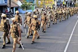 officers march in hotspot