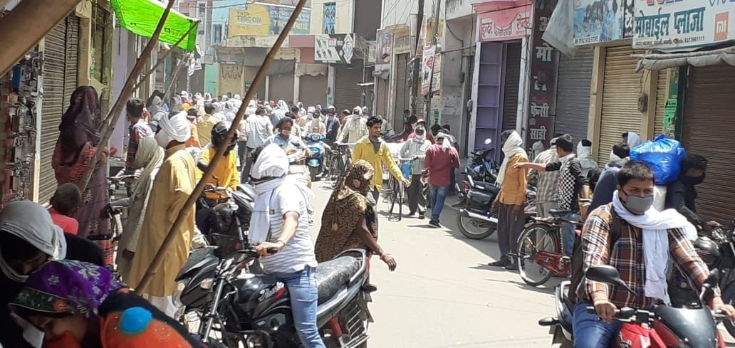 Open market, social distancing took place