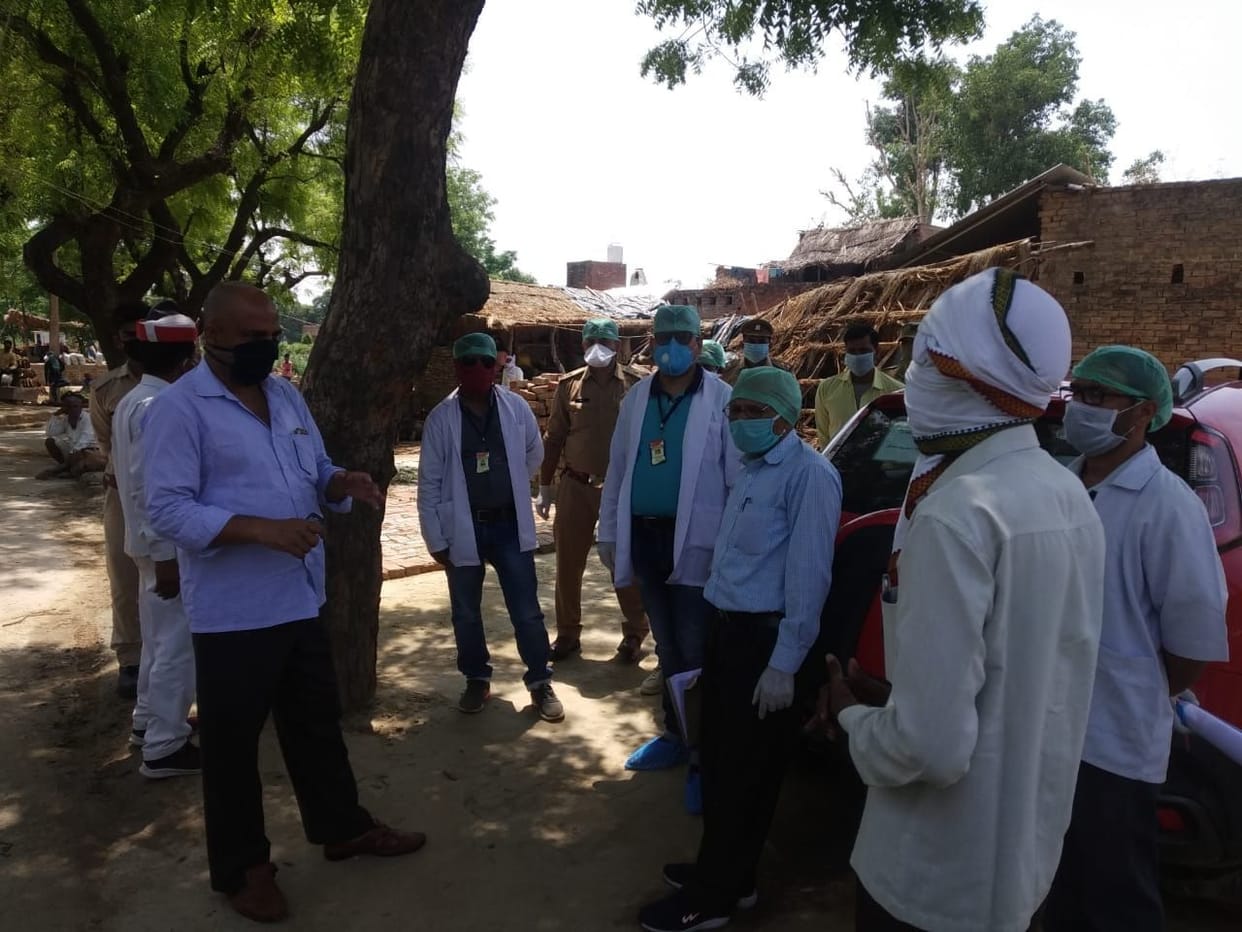 Villagers exit in Mukutpur village